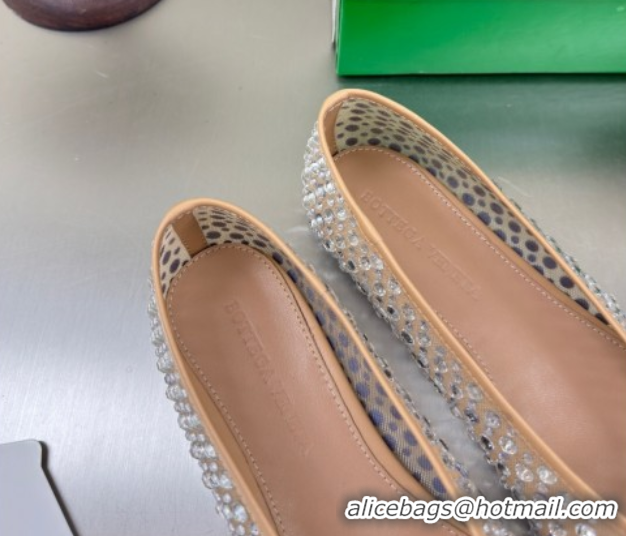 Classic Hot Bottega Veneta Sofia Ballerinas Flat in Mesh and Strass Beige 0823032