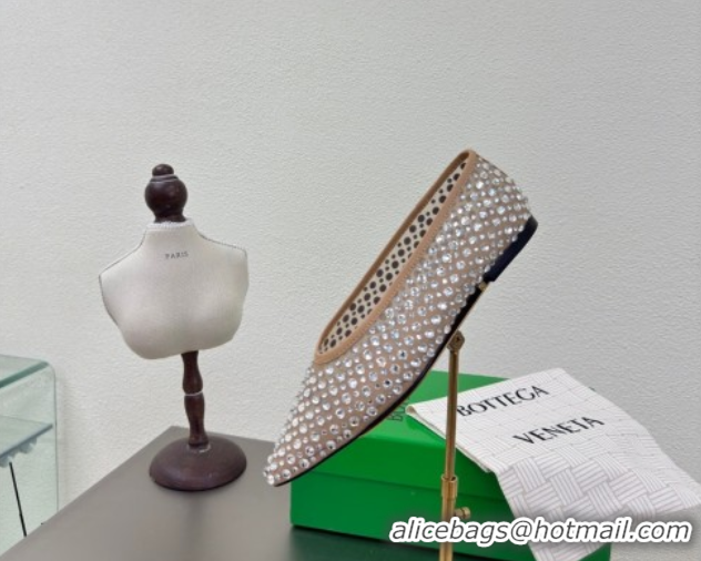Classic Hot Bottega Veneta Sofia Ballerinas Flat in Mesh and Strass Beige 0823032
