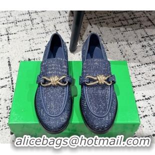 Good Product Bottega Veneta Astaire Loafers in Denim with Knot Blue/Gold 0823033