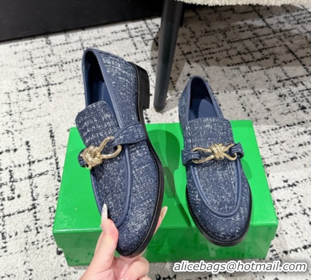 Good Product Bottega Veneta Astaire Loafers in Denim with Knot Blue/Gold 0823033