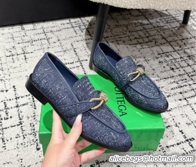 Good Product Bottega Veneta Astaire Loafers in Denim with Knot Blue/Gold 0823033