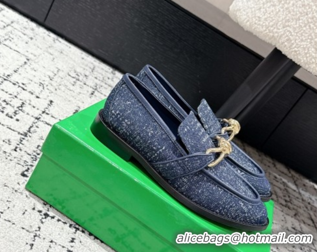 Good Product Bottega Veneta Astaire Loafers in Denim with Knot Blue/Gold 0823033