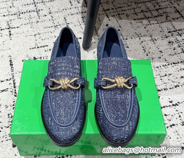 Good Product Bottega Veneta Astaire Loafers in Denim with Knot Blue/Gold 0823033