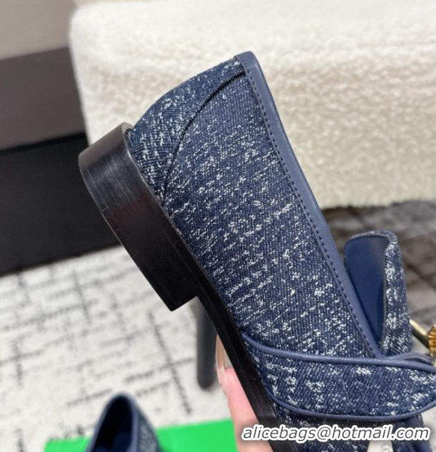 Good Product Bottega Veneta Astaire Loafers in Denim with Knot Blue/Gold 0823033