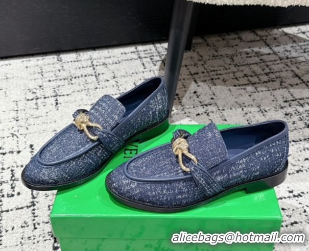 Good Product Bottega Veneta Astaire Loafers in Denim with Knot Blue/Gold 0823033