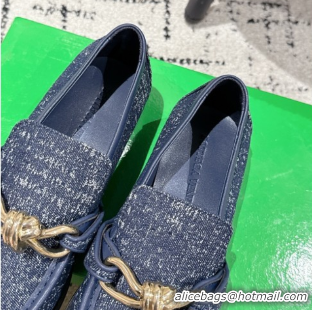 Good Product Bottega Veneta Astaire Loafers in Denim with Knot Blue/Gold 0823033