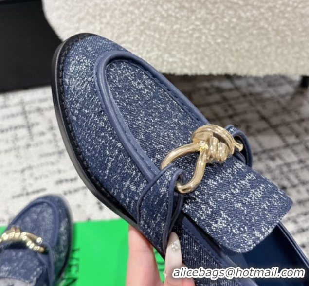 Good Product Bottega Veneta Astaire Loafers in Denim with Knot Blue/Gold 0823033