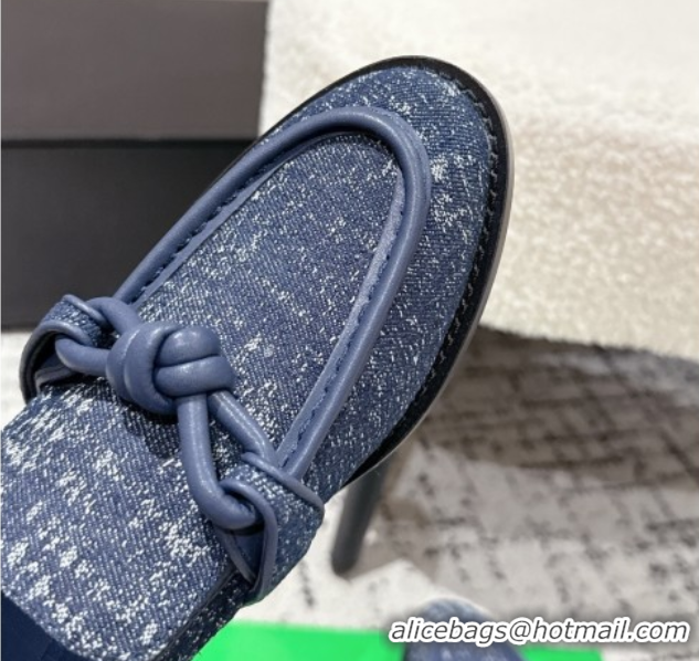 1:1 aaaaa Bottega Veneta Astaire Loafers in Denim with Knot Blue Upper 0823034