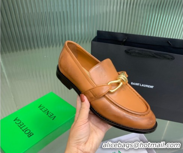 Trendy Design Bottega Veneta Astaire Loafers in Faded Calfskin with Knot Brown/Gold 0823038