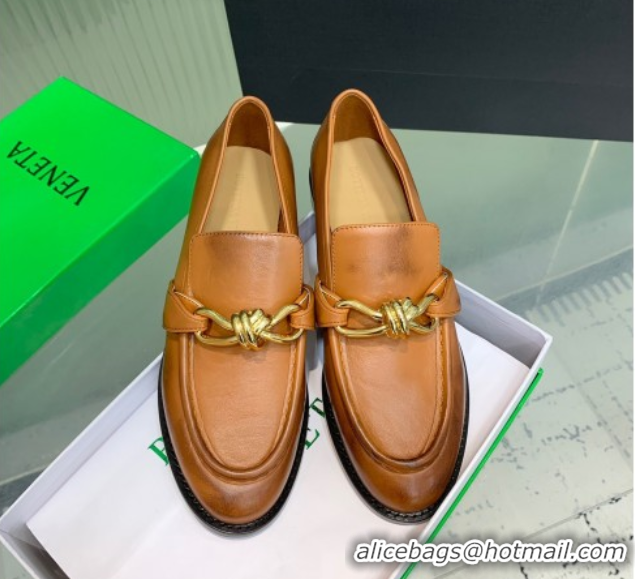 Trendy Design Bottega Veneta Astaire Loafers in Faded Calfskin with Knot Brown/Gold 0823038