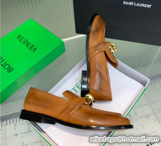 Trendy Design Bottega Veneta Astaire Loafers in Faded Calfskin with Knot Brown/Gold 0823038