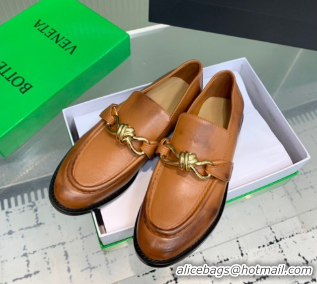 Trendy Design Bottega Veneta Astaire Loafers in Faded Calfskin with Knot Brown/Gold 0823038