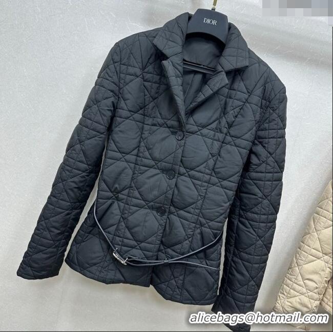 Well Crafted Dior Oblique Padded Jacket with Belt DR090404 Black 2025