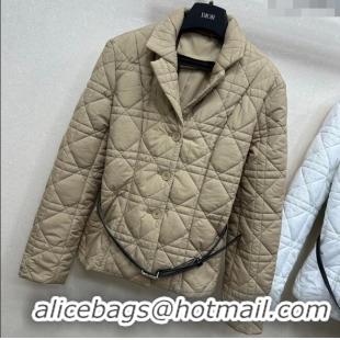 Buy Fashionable Dior Oblique Padded Jacket with Belt DR090404 Beige 2025