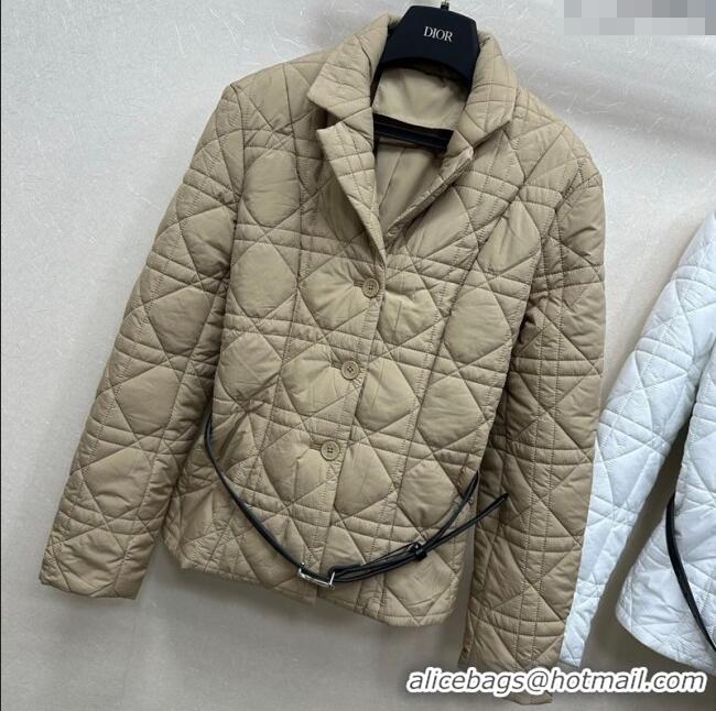 Buy Fashionable Dior Oblique Padded Jacket with Belt DR090404 Beige 2025
