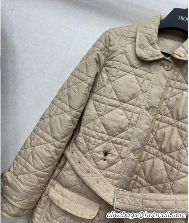 Buy Fashionable Dior Oblique Padded Jacket with Belt DR090404 Beige 2025