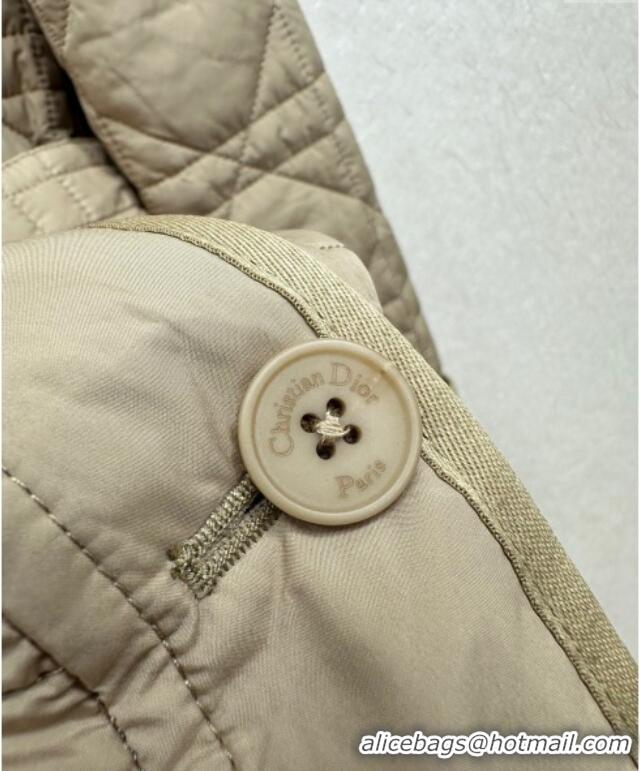 Luxury Cheap Dior Oblique Padded Coat with Belt DR090404 Beige 2025