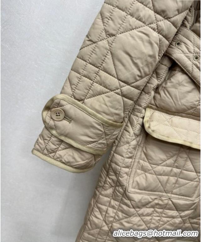 Luxury Cheap Dior Oblique Padded Coat with Belt DR090404 Beige 2025