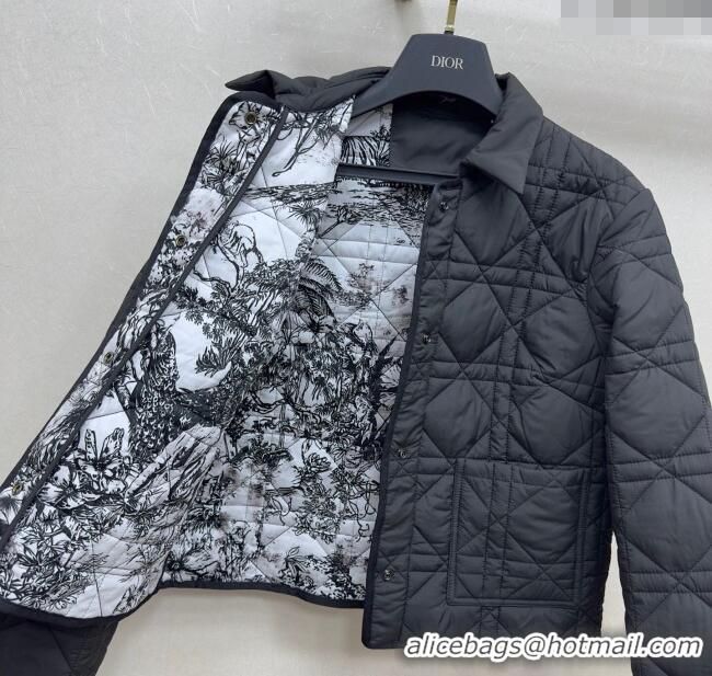 Good Taste Dior Oblique Padded Short Jacket with Belt DR090404 Black 2025