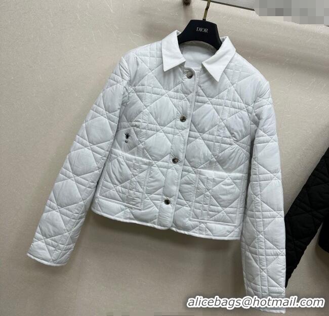 ​Super Quality Dior Oblique Padded Short Jacket with Belt DR090404 White 2025