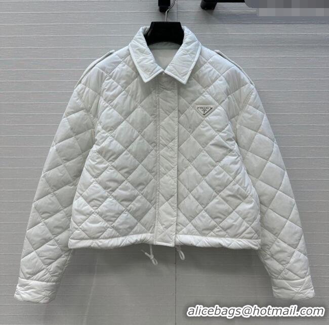 Top Quality Dior Oblique Padded Short Jacket with Strap DR090404 White 2025