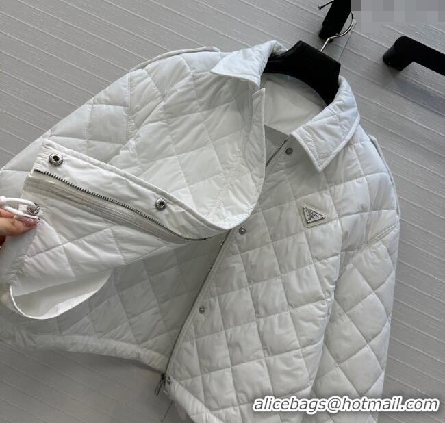 Top Quality Dior Oblique Padded Short Jacket with Strap DR090404 White 2025