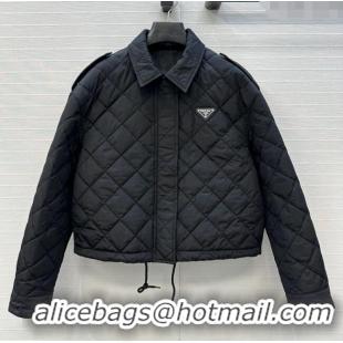 Super Quality Dior Oblique Padded Short Jacket with Strap DR090404 Black 2025