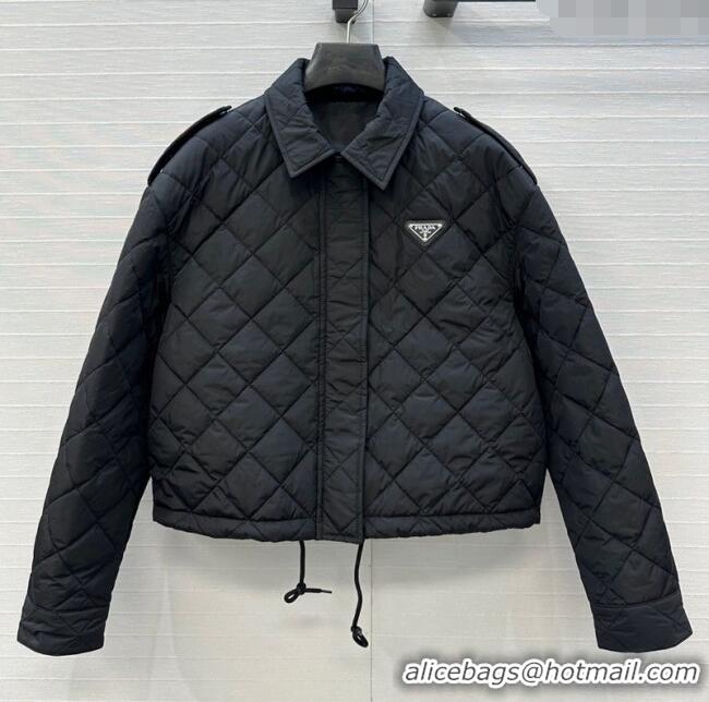 Super Quality Dior Oblique Padded Short Jacket with Strap DR090404 Black 2025