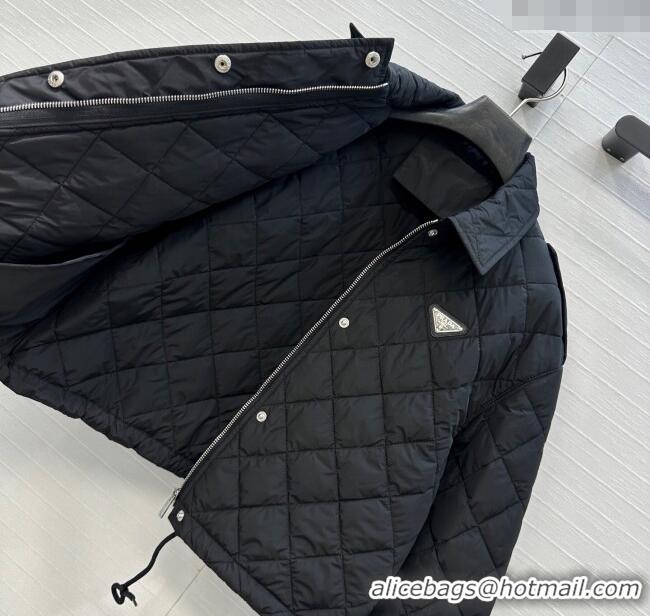 Super Quality Dior Oblique Padded Short Jacket with Strap DR090404 Black 2025
