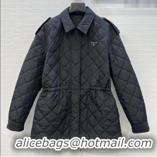 Best Quality Dior Oblique Padded Short Coat with Strap DR090404 Black 2025