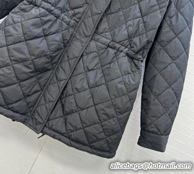 Best Quality Dior Oblique Padded Short Coat with Strap DR090404 Black 2025