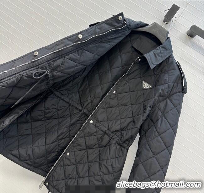 Best Quality Dior Oblique Padded Short Coat with Strap DR090404 Black 2025