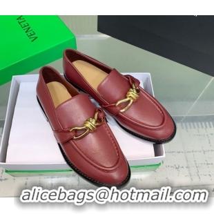 Sophisticated Bottega Veneta Astaire Loafers in Calfskin Leather with One-Tone Knot Red 0823039