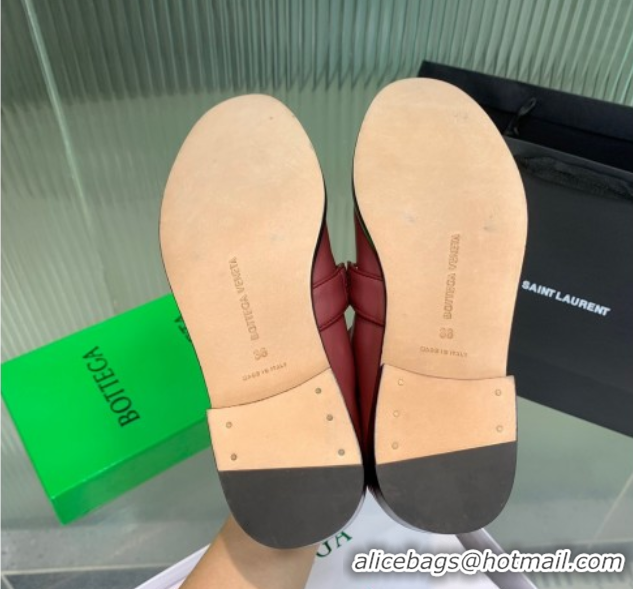 Sophisticated Bottega Veneta Astaire Loafers in Calfskin Leather with One-Tone Knot Red 0823039