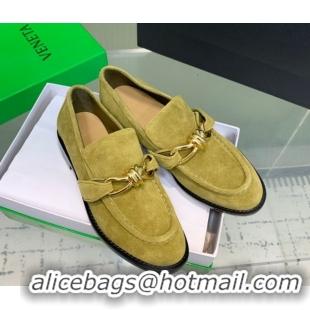 Duplicate Bottega Veneta Astaire Loafers in Suede with One-Tone Knot Green 0823041