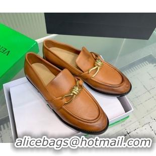 Stylish Bottega Veneta Astaire Loafers in Faded Calfskin with One-Tone Knot Brown 0823042