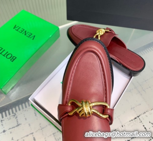 Grade Quality Bottega Veneta Astaire Flat Mules in Calfskin Leather with Knot Red/Gold 0823044