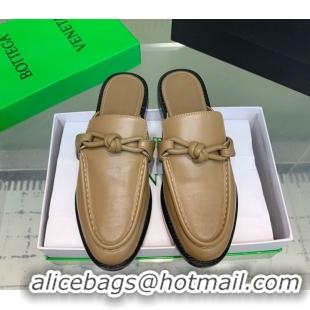 Discount Bottega Veneta Astaire Flat Mules in Calfskin Leather with One-Tone Knot Beige 0823049