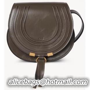 Famous Brand Chloe Marcie Small Glossed Leather Saddle Bag C25929 Chocolate Brown