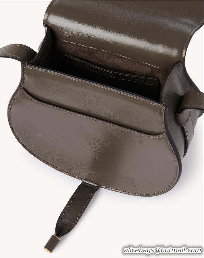 Famous Brand Chloe Marcie Small Glossed Leather Saddle Bag C25929 Chocolate Brown