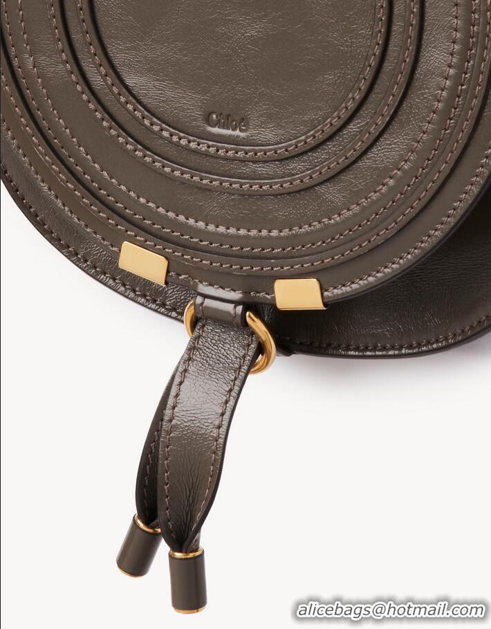 Famous Brand Chloe Marcie Small Glossed Leather Saddle Bag C25929 Chocolate Brown