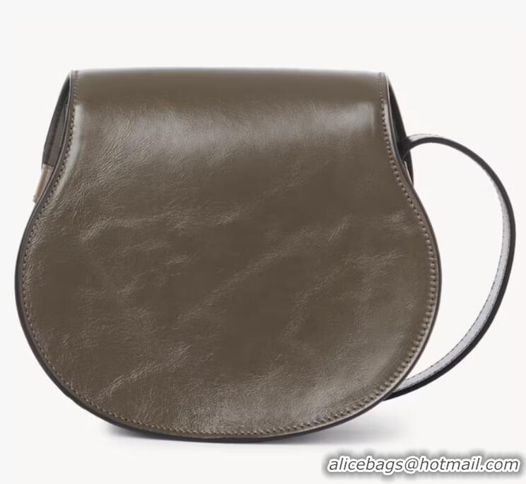 Famous Brand Chloe Marcie Small Glossed Leather Saddle Bag C25929 Chocolate Brown