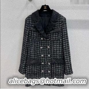 Best Quality Chanel Tweed Jacket CH111405 Black 2025