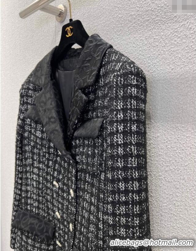 Best Quality Chanel Tweed Jacket CH111405 Black 2025
