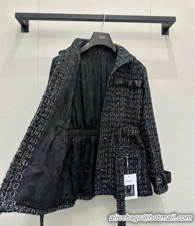 New Design Chanel Tweed Jacket CH111406 Black 2025