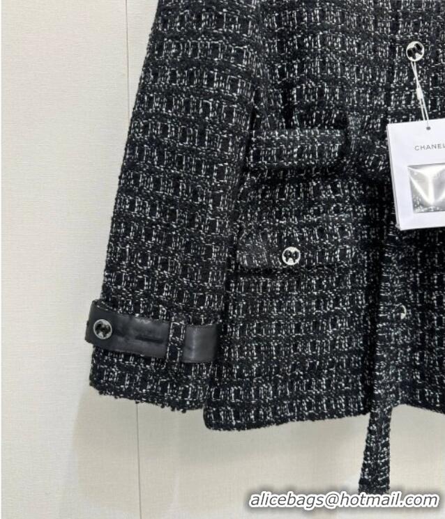 New Design Chanel Tweed Jacket CH111406 Black 2025