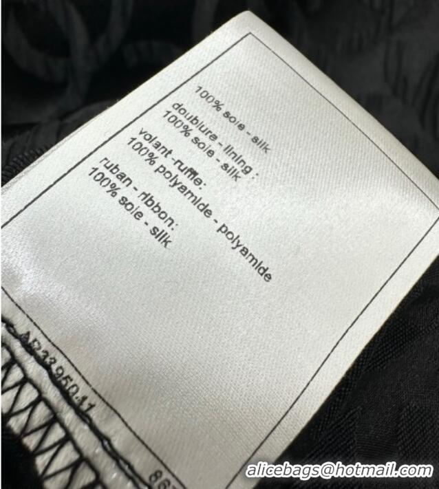 ​Best Quality Chanel Silk and Mesh Shirt with Bow CH111464 Black 2025