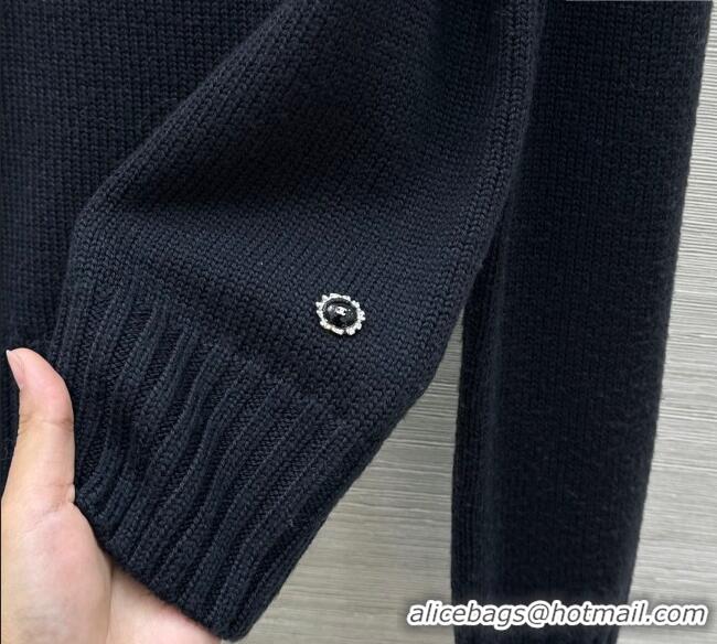 Top Design Chanel Wool Silk Sweater and Skirt Set with Bow CH111501 Black 2025