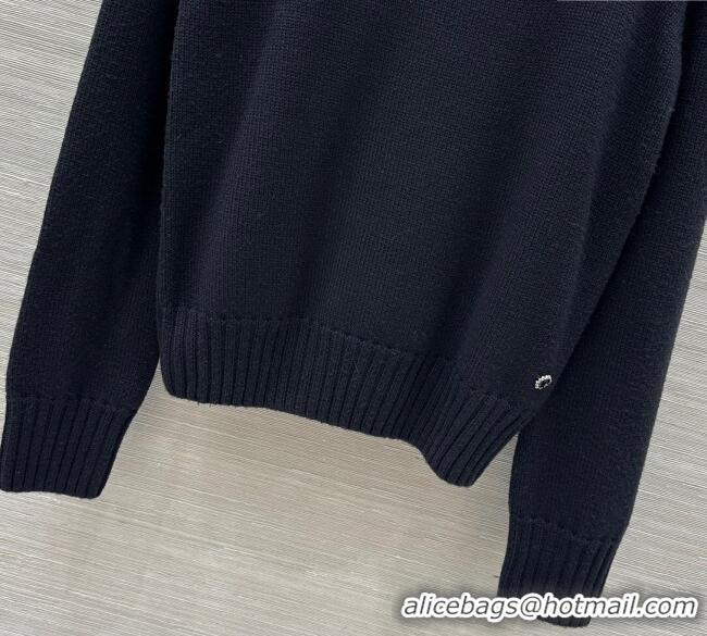 Top Design Chanel Wool Silk Sweater and Skirt Set with Bow CH111501 Black 2025