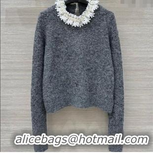 Luxury Cheap Chanel Wool Mohair Sweater with Lace CH111526 Grey 2025